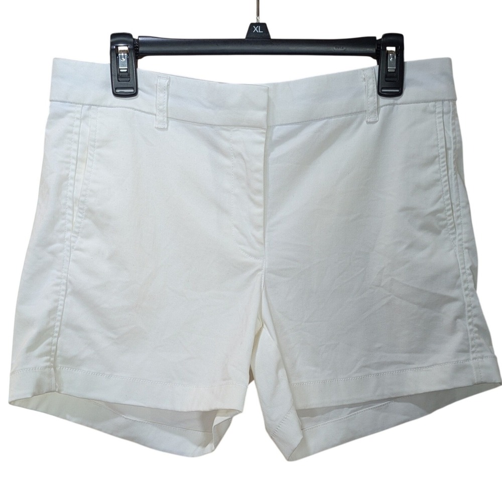 J.Crew Womens White Classic Chino Shorts Stretch Cotton Mid Rise Size 8